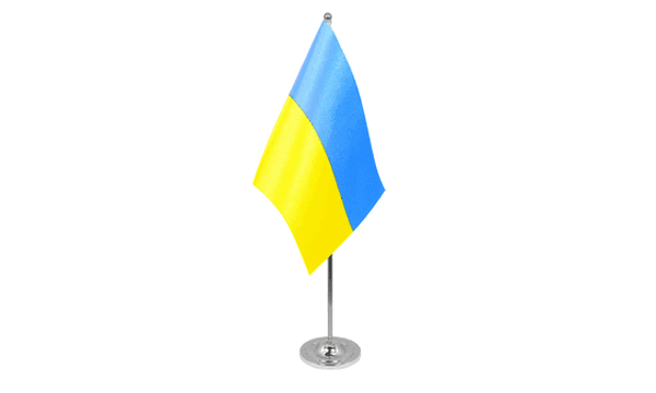 Ukraine Satin Table Flag 